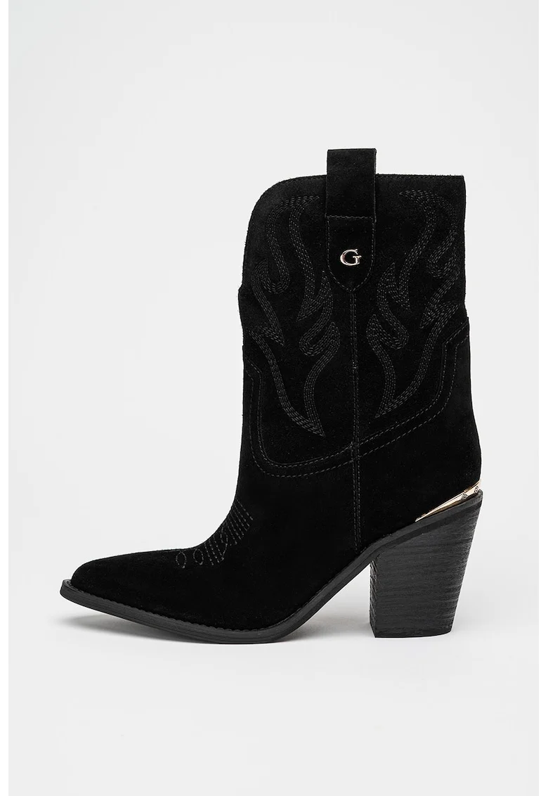 Ghete cowboy de piele intoarsa, Negru