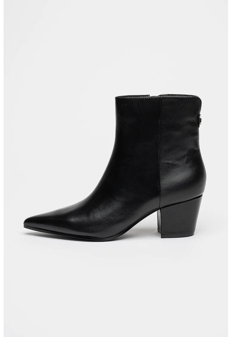 Botine de piele ecologica cu fermoar, Negru