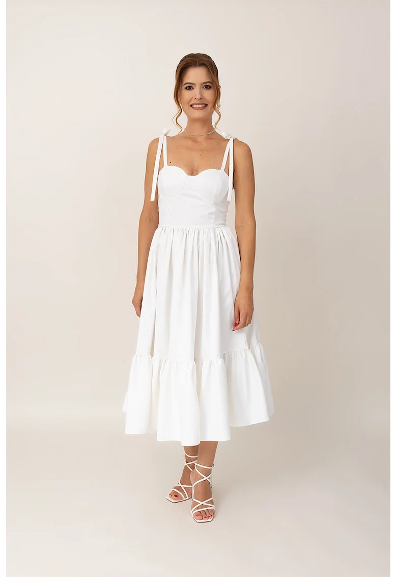 Rochie midi evazata, Alb
