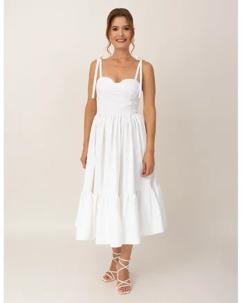 Rochie midi evazata, Alb