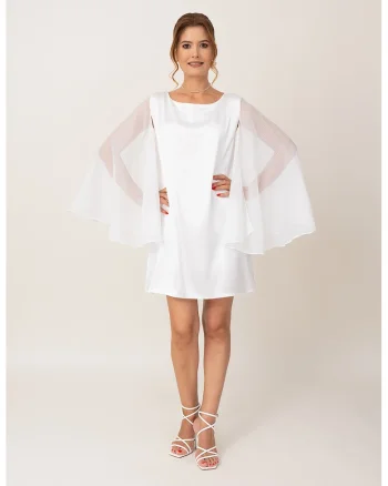Rochie scurta cu aspect transparent, Alb
