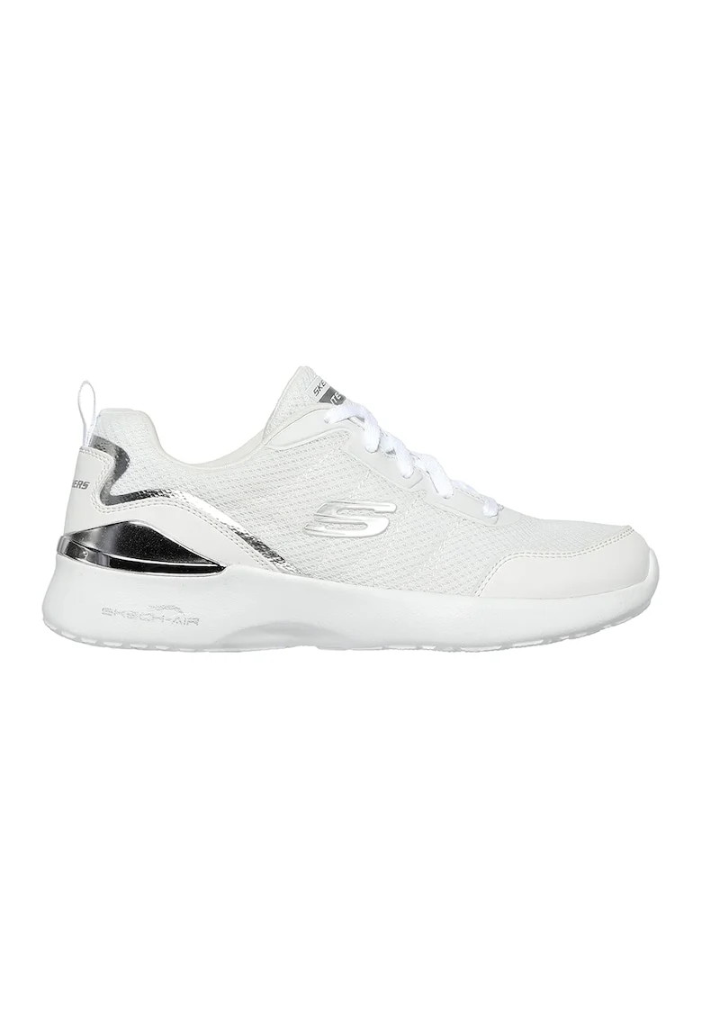 Pantofi sport cu insertii de piele ecologica Skech-Air Dynamight, Alb/Argintiu