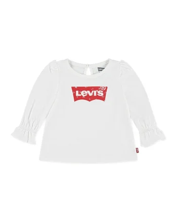 Bluza din bumbac cu mansete cu insertii elastice, Rosu/Alb