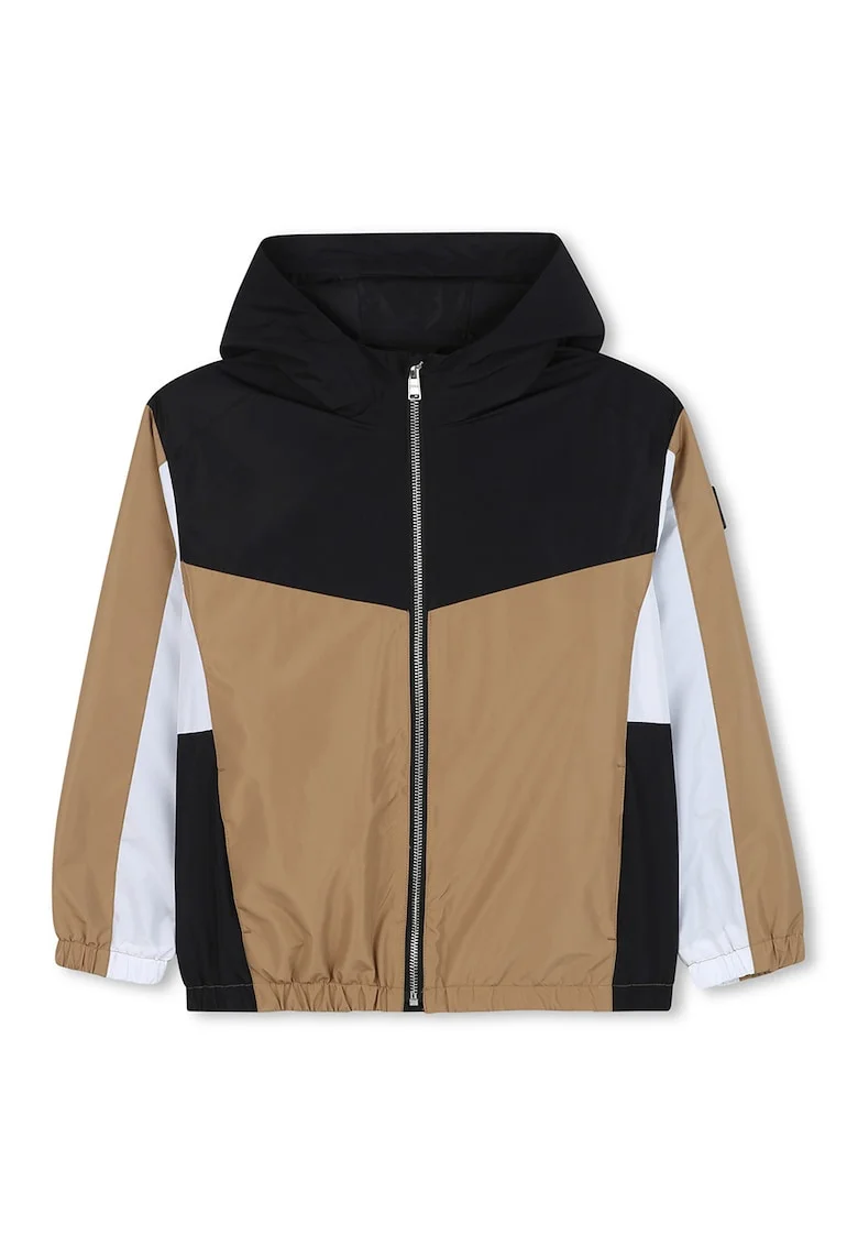 Jacheta cu gluga, Alb/Negru/Maro taupe