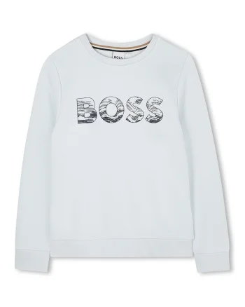 Bluza de trening cu imprimeu logo, Alb murdar