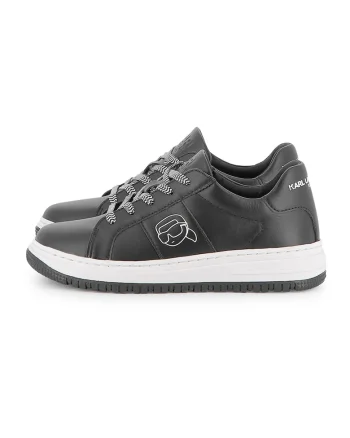 Pantofi sport din piele cu logo, Negru