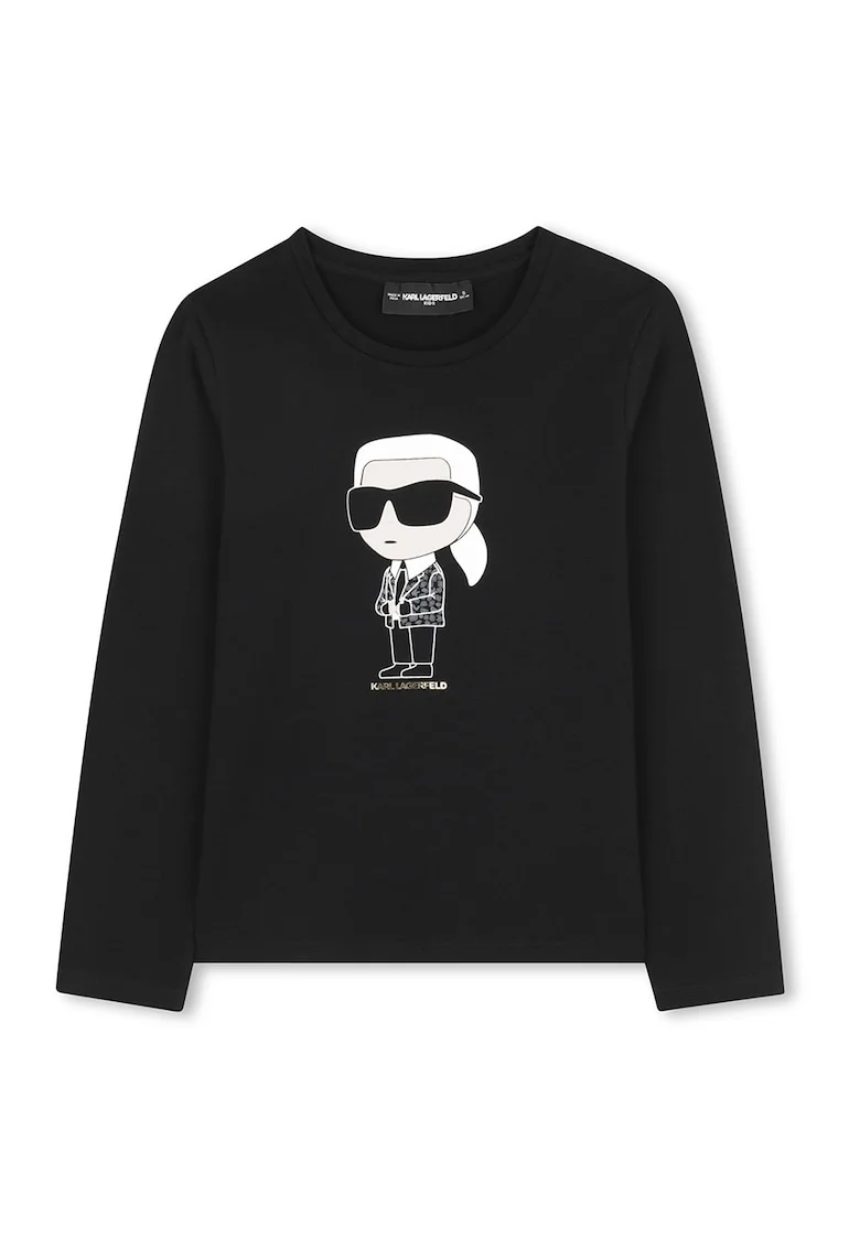Bluza din amestec de bumbac cu imprimeu logo, Alb/Negru
