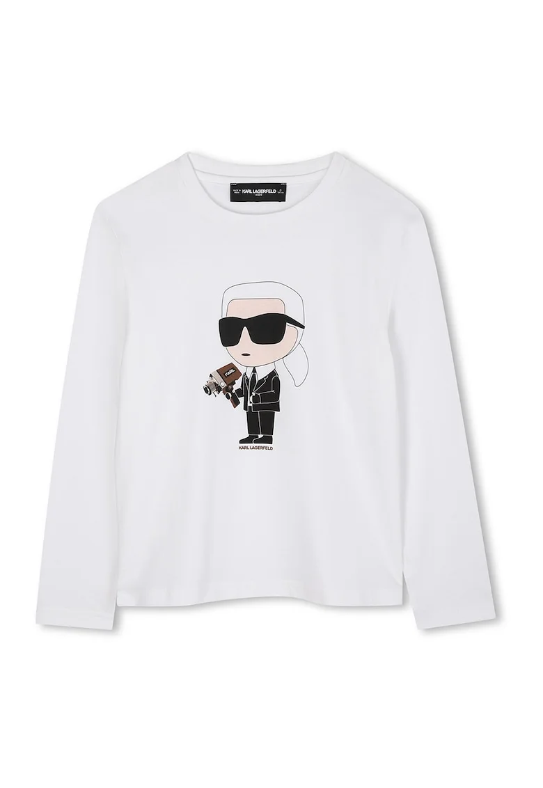 Bluza cu decolteu la baza gatului si imprimeu logo, Negru/Gri deschis