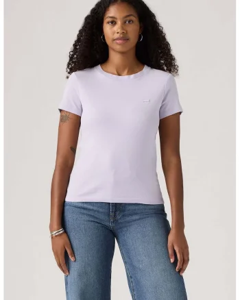 Tricou slim fit de bumbac Essential, Violet deschis