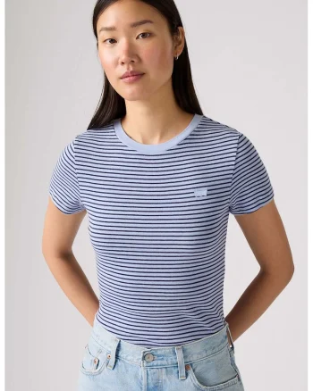 Tricou slim fit de bumbac Essential, Albastru deschis/Bleumarin