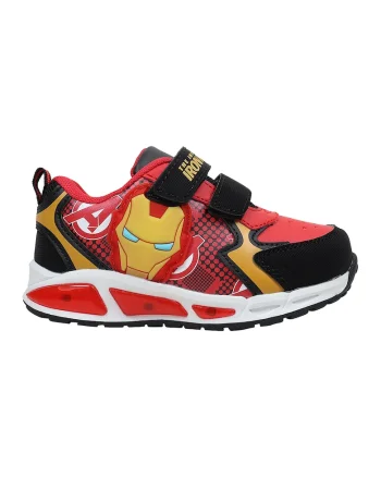 Pantofi sport cu velcro Iron Man, Negru/Rosu vermillion