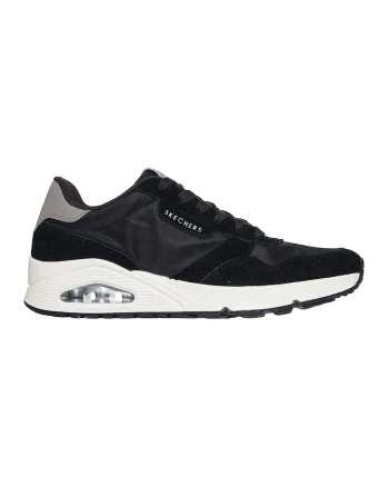 Pantofi sport din piele ecologica Uno Vintage, Negru/Gri inchis
