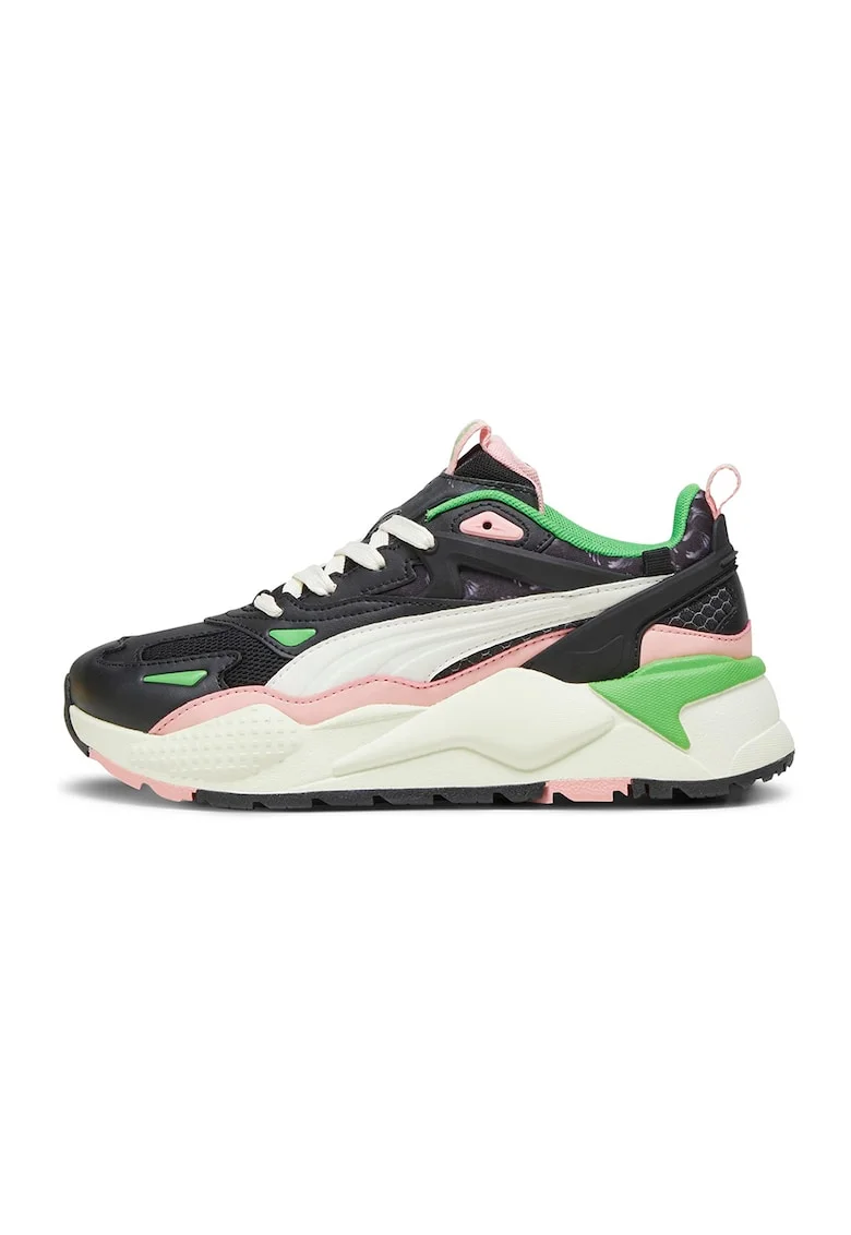 Pantofi sport de piele si material textil RS-X Efekt, Verde/Negru/Roz