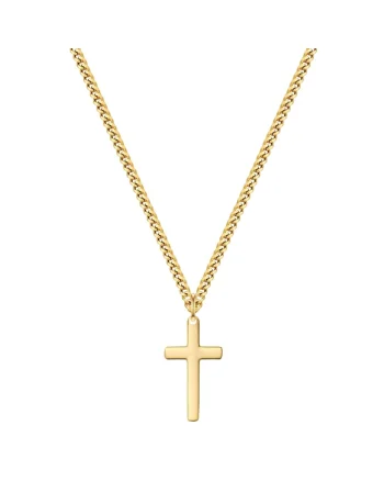 Colier placat cu aur de 14K si pandantiv cu cruce, Auriu
