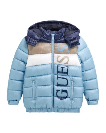 Geaca cu vatelina, Albastru glaciar/Alb murdar/Bej deschis