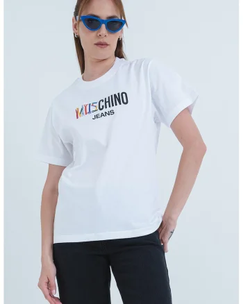 Tricou din bumbac cu logo, Negru/Alb optic