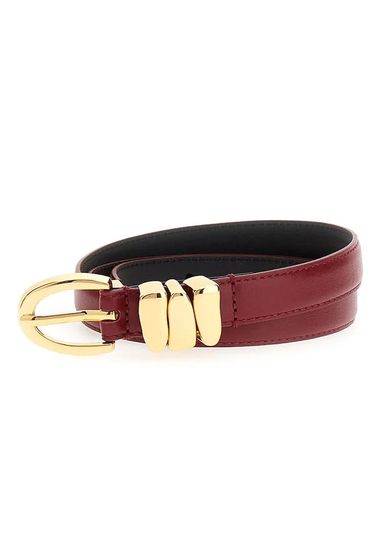 Curea din piele cu accesoriu metalic, Visiniu