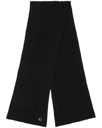 Fular tricotat cu model torsade, Negru