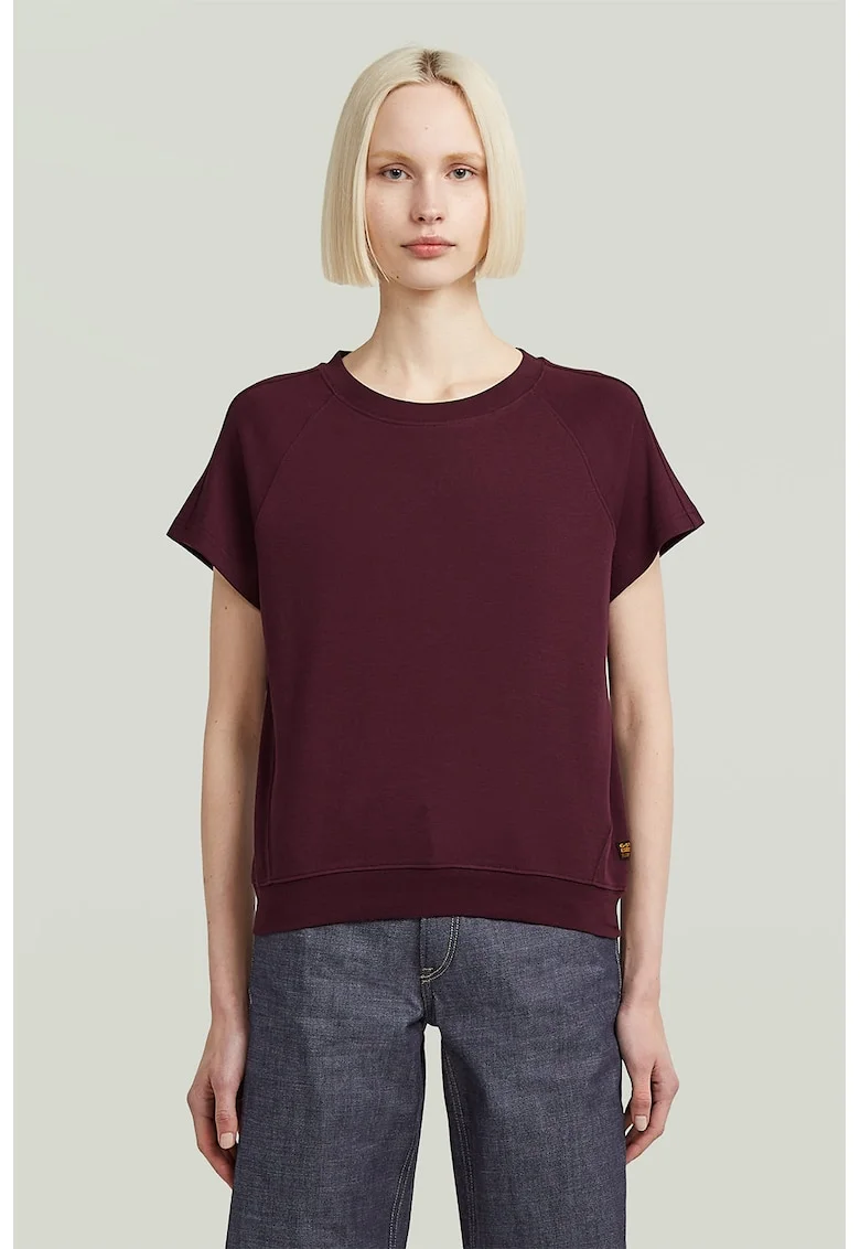 Tricou din bumbac organic cu model uni, Violet pruna
