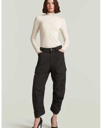 Pantaloni cargo cu croiala conica, Negru