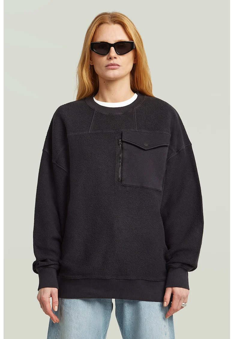 Bluza de trening supradimensionata din bumbac organic, Negru