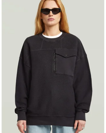Bluza de trening supradimensionata din bumbac organic, Negru