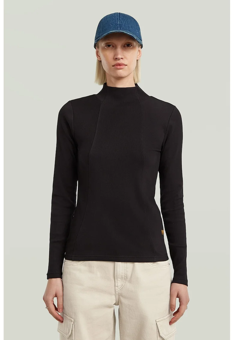 Bluza slim fit din amestec de bumbac organic, Negru