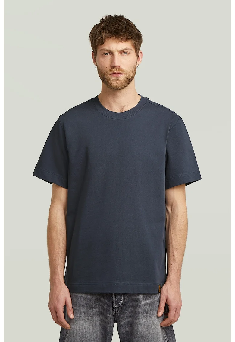 Tricou din bumbac organic cu model uni, Albastru inchis