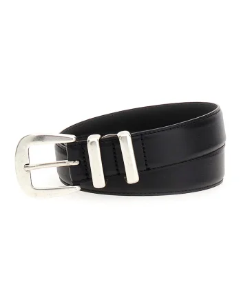 Curea din piele cu model uni, Negru
