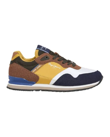 Pantofi sport cu garnituri contrastante, Alb/Galben sofran/Bleumarin