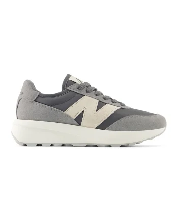 Pantofi sport 370 cu garnituri din piele intoarsa, Alb fildes/Gri carbune