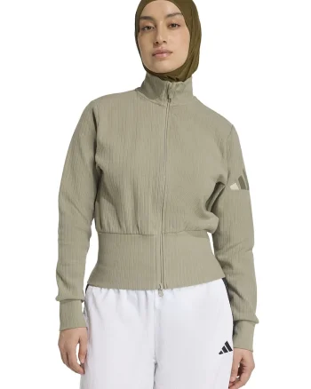 Bluza de trening din amestec de bumbac cu fermoar, Kaki