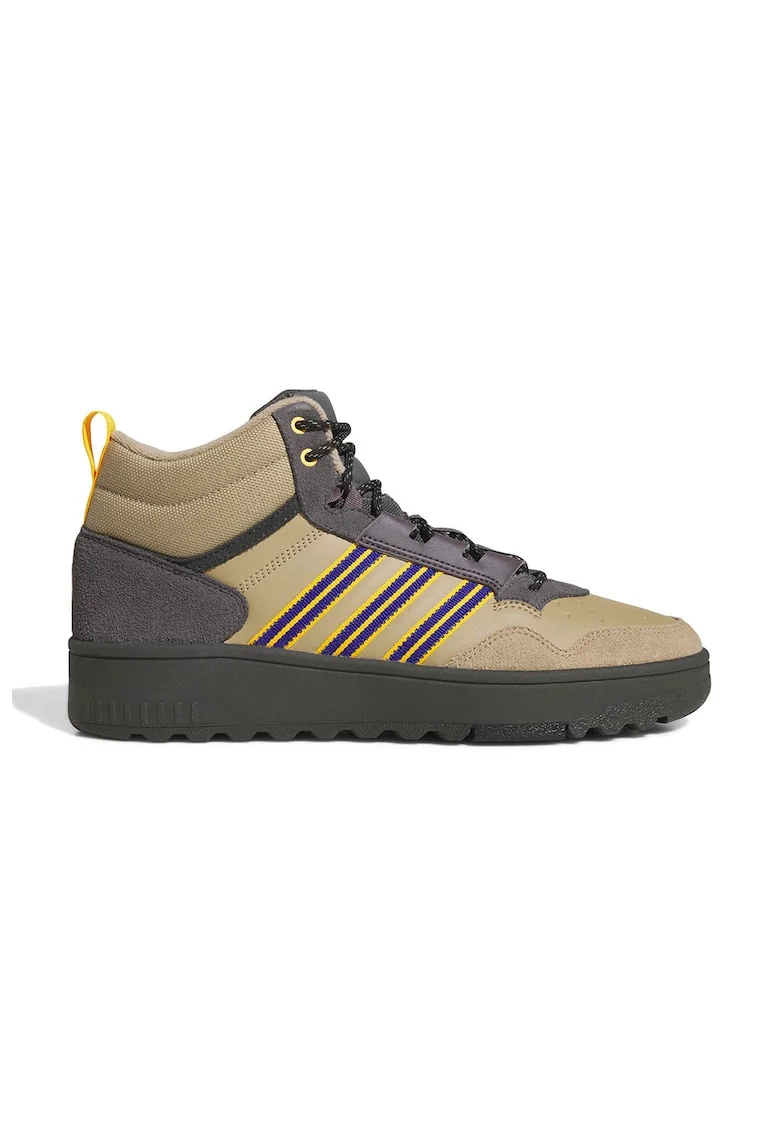 Pantofi sport mid-cut cu insertii de piele intoarsa Hoops 4.0, Gri/Bej deschis