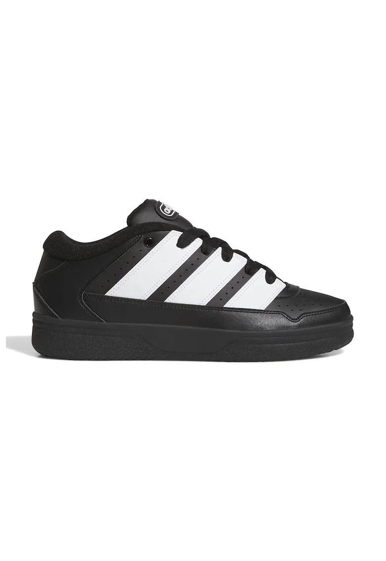 Pantofi sport de piele ecologica cu detalii perforate Breakstar, Negru stins/Crem