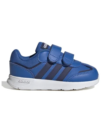 Pantofi sport de piele ecologica cu velcro Tensaur, Negru/Albastru inchis