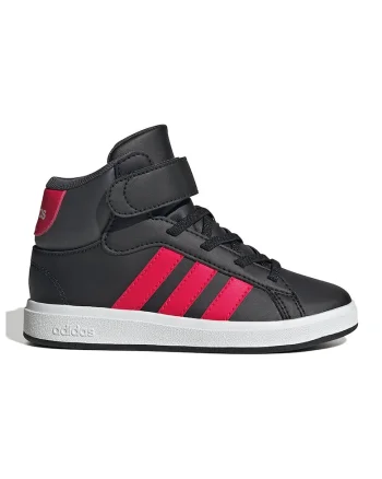 Pantofi sport mid-high din piele ecologica Grand Court, Rosu/Negru