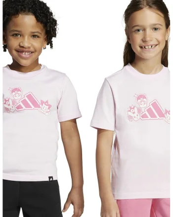 Tricou cu imprimeu logo si decolteu la baza gatului, Roz pastel
