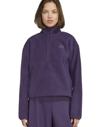 Bluza de trening din fleece cu fermoar scurt, Violet