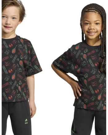 Tricou cu imprimeu si decolteu la baza gatului, Negru/Verde lime
