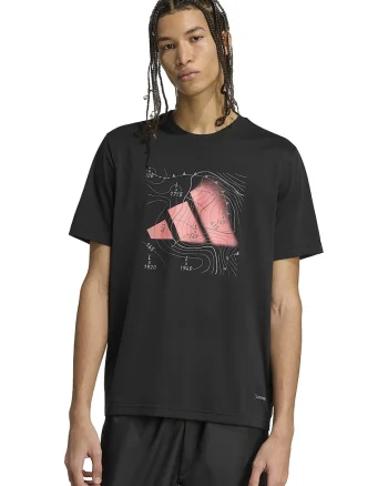 Tricou cu decolteu la baza gatului si logo, Roz somon/Negru stins