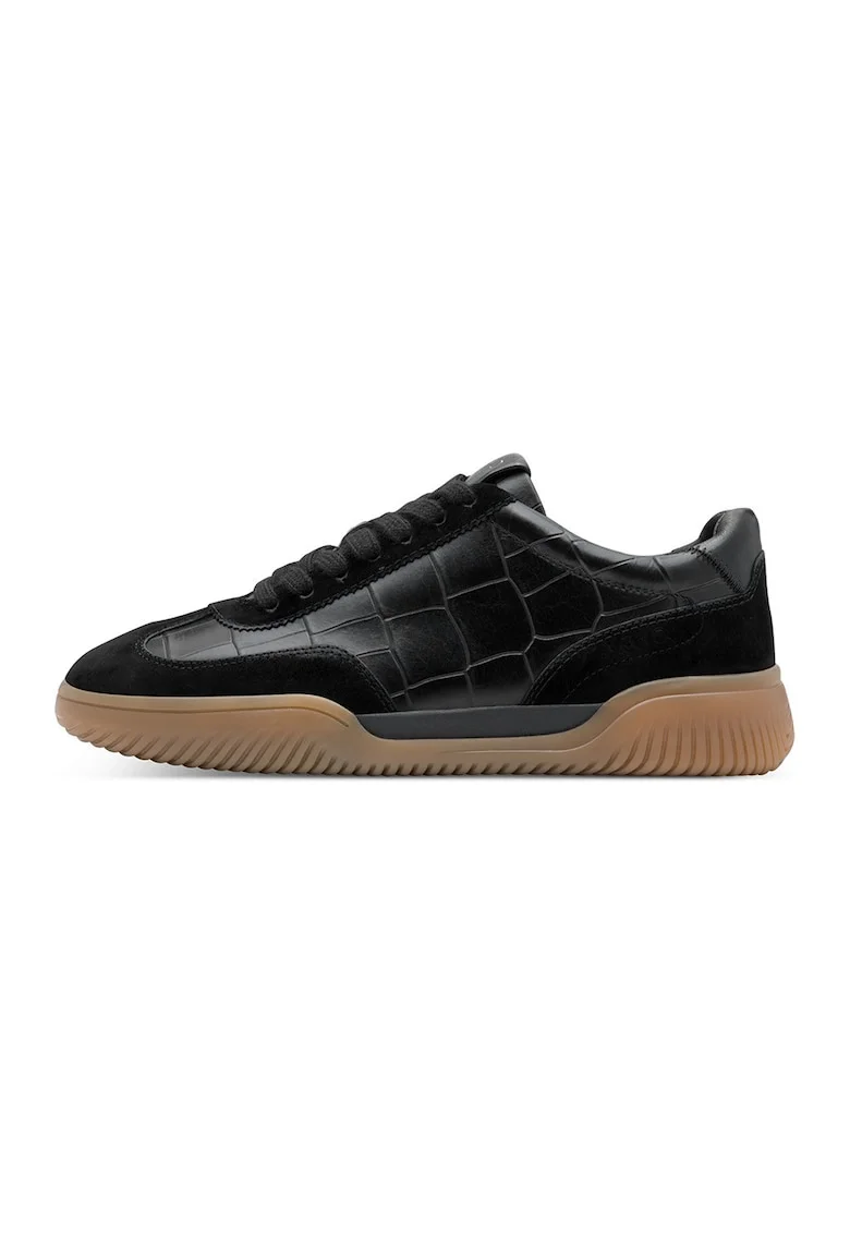 Pantofi sport low-cut din piele, Negru/Caramel