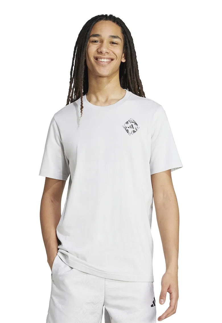 Tricou cu imprimeu pe partea din spate, Alb fildes