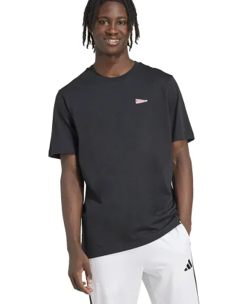 Tricou de bumbac cu logo brodat, Negru