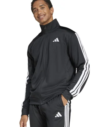 Bluza de trening cu fermoar si benzi logo contrastante, Negru/Alb optic