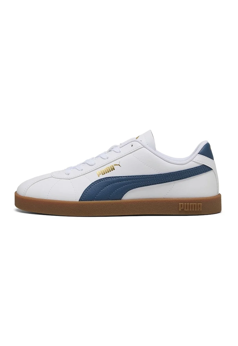 Pantofi sport Club II unisex de piele ecologica cu logo, Alb/Albastru inchis