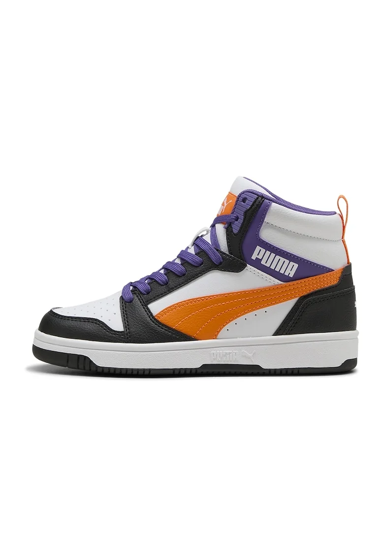 Pantofi sport Rebound V6 mid-cut din piele ecologica, Alb/Portocaliu/Violet