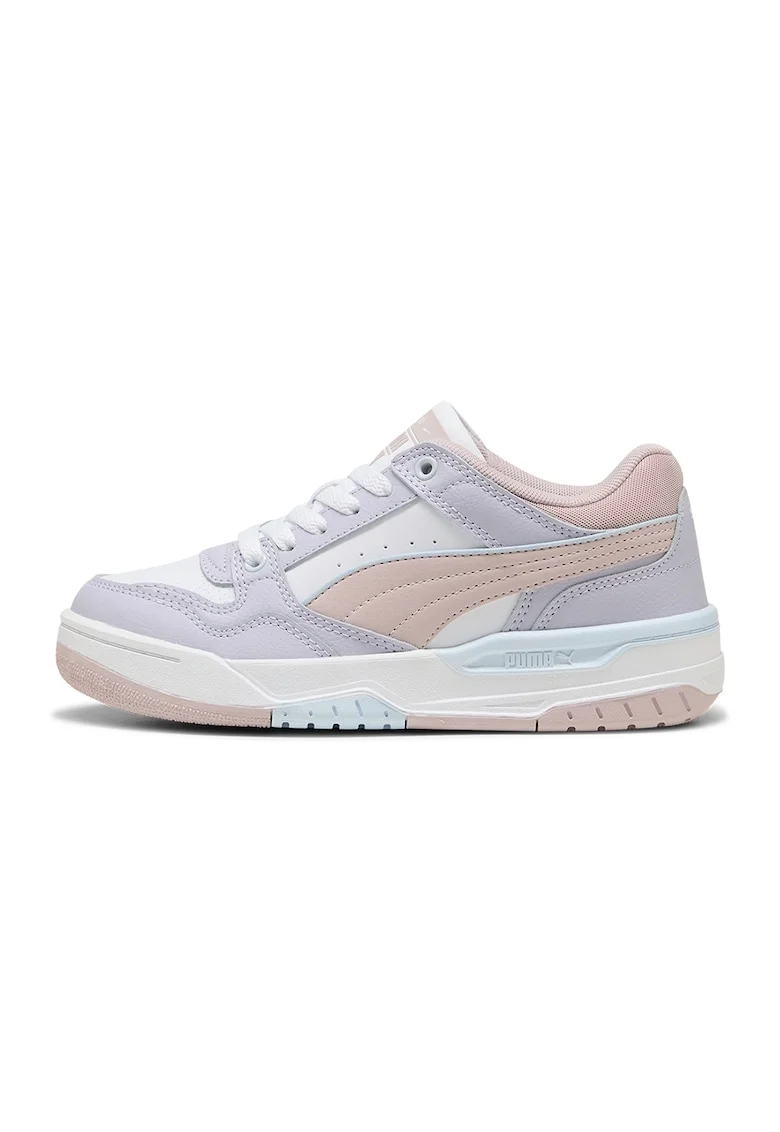 Pantofi sport Rebound Retro cu insertii de piele, Alb/Lila/Roz pal