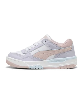 Pantofi sport Rebound Retro cu insertii de piele, Alb/Lila/Roz pal