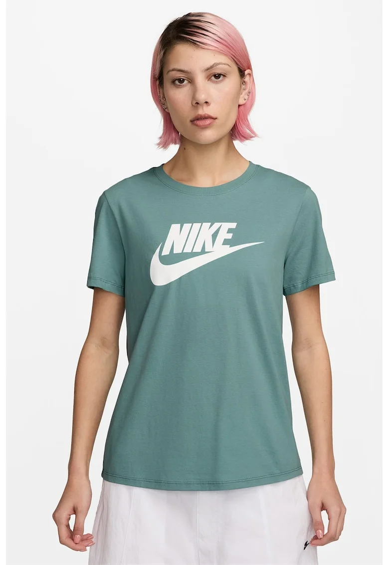 Tricou cu imprimeu logo Essentials, Alb/Verde deschis