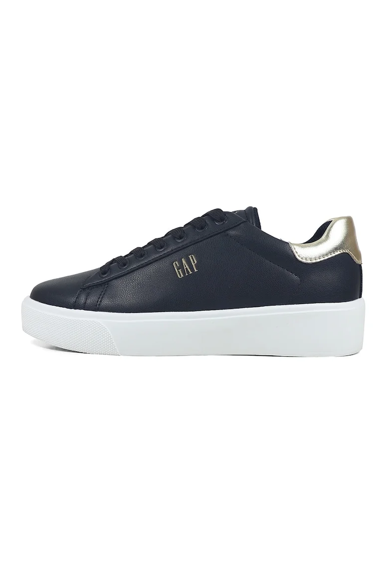 Pantofi sport de piele ecologica cu logo, Negru